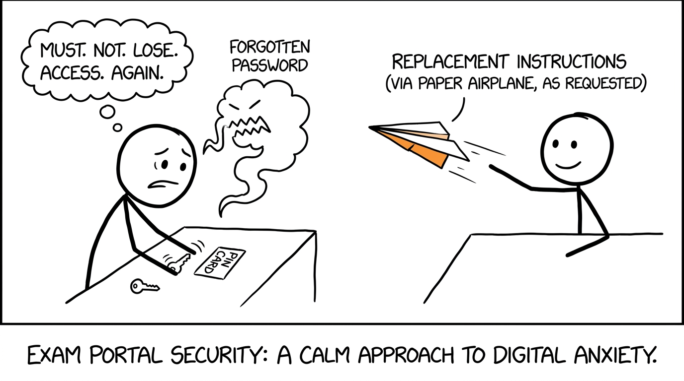 A student protecting their results login from the forgotten-password cloud