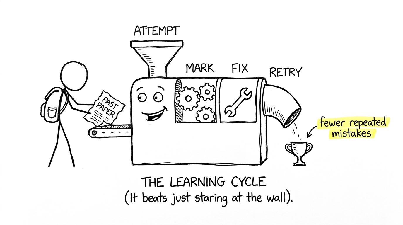 A friendly revision machine turning marked papers into fewer repeated mistakes