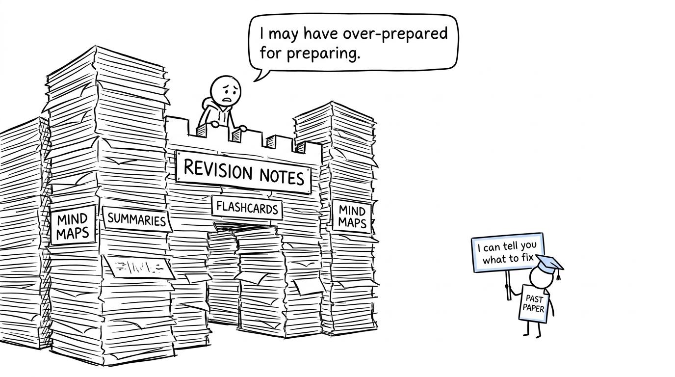 A revision-note fortress hides from a small but useful past paper