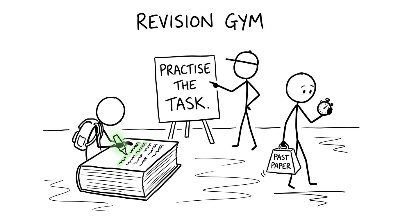 One student highlights endlessly while another practises the actual timed task