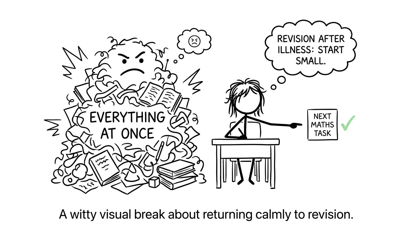 A recovering student chooses one small maths task instead of an enormous pile