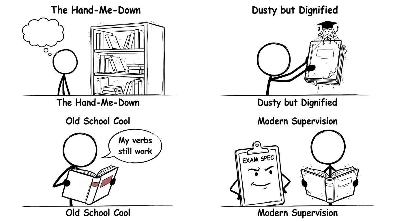 A dusty Spanish textbook insists that its verbs still work