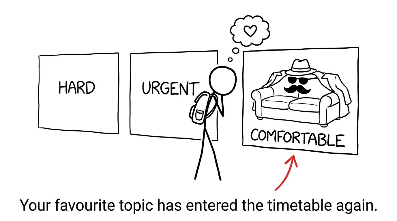 A comfortable favourite topic attempts to sneak back into the timetable
