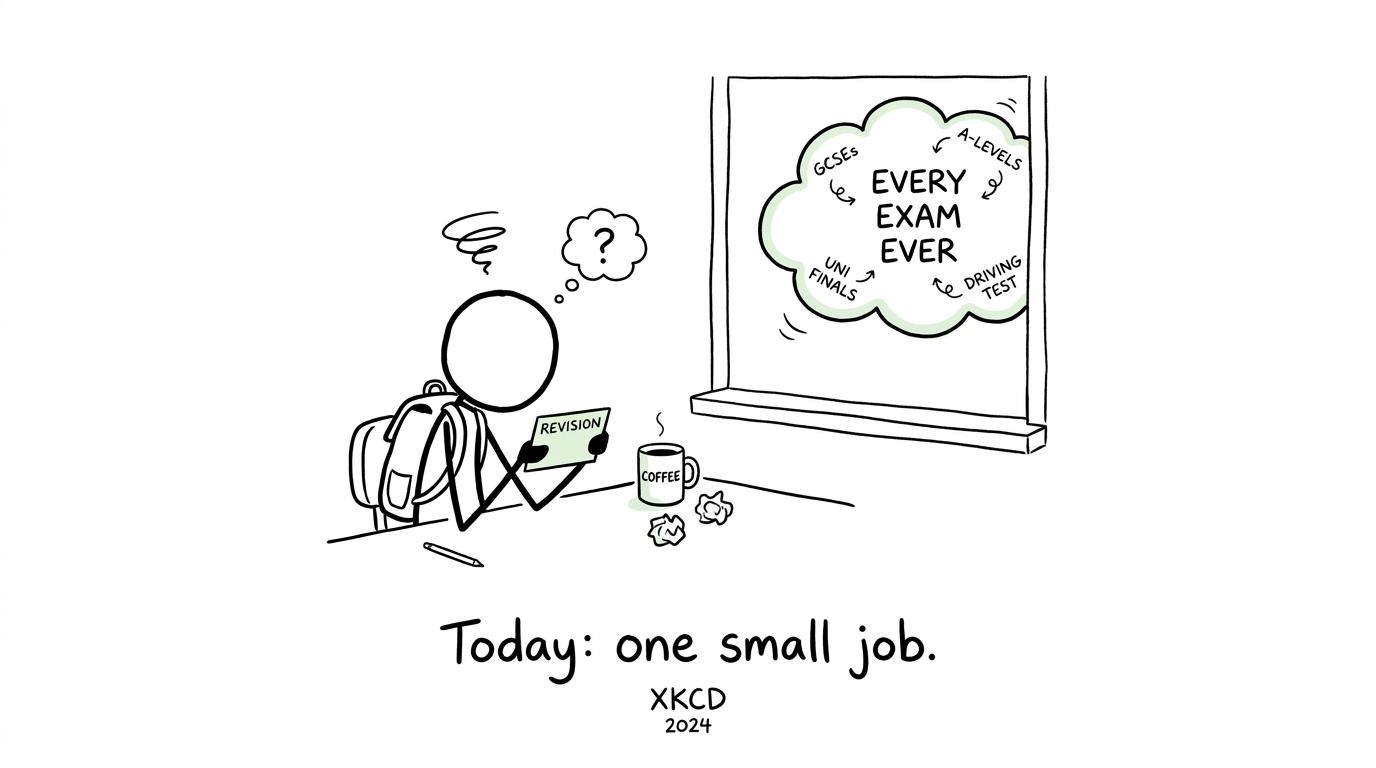 A student focuses on one small revision job