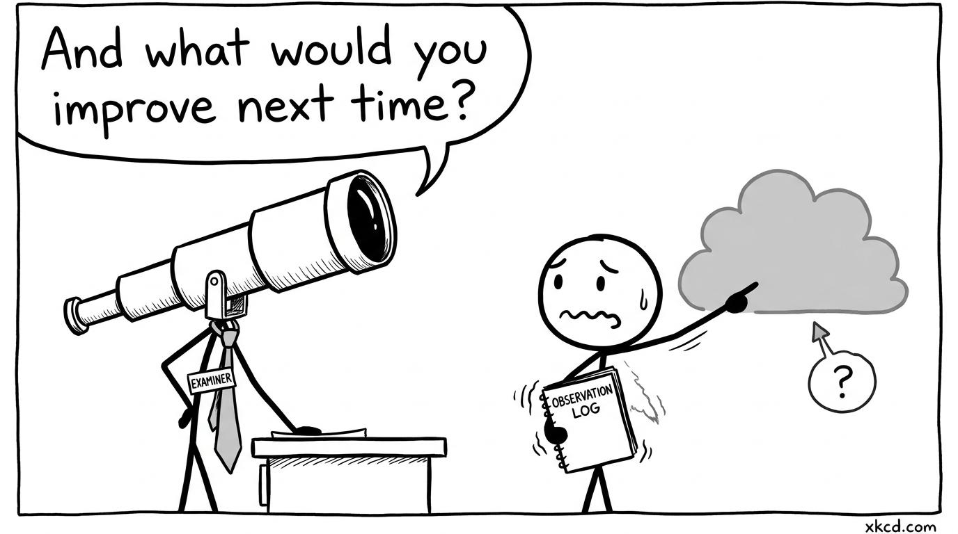 A telescope asks a student how an observation could be improved