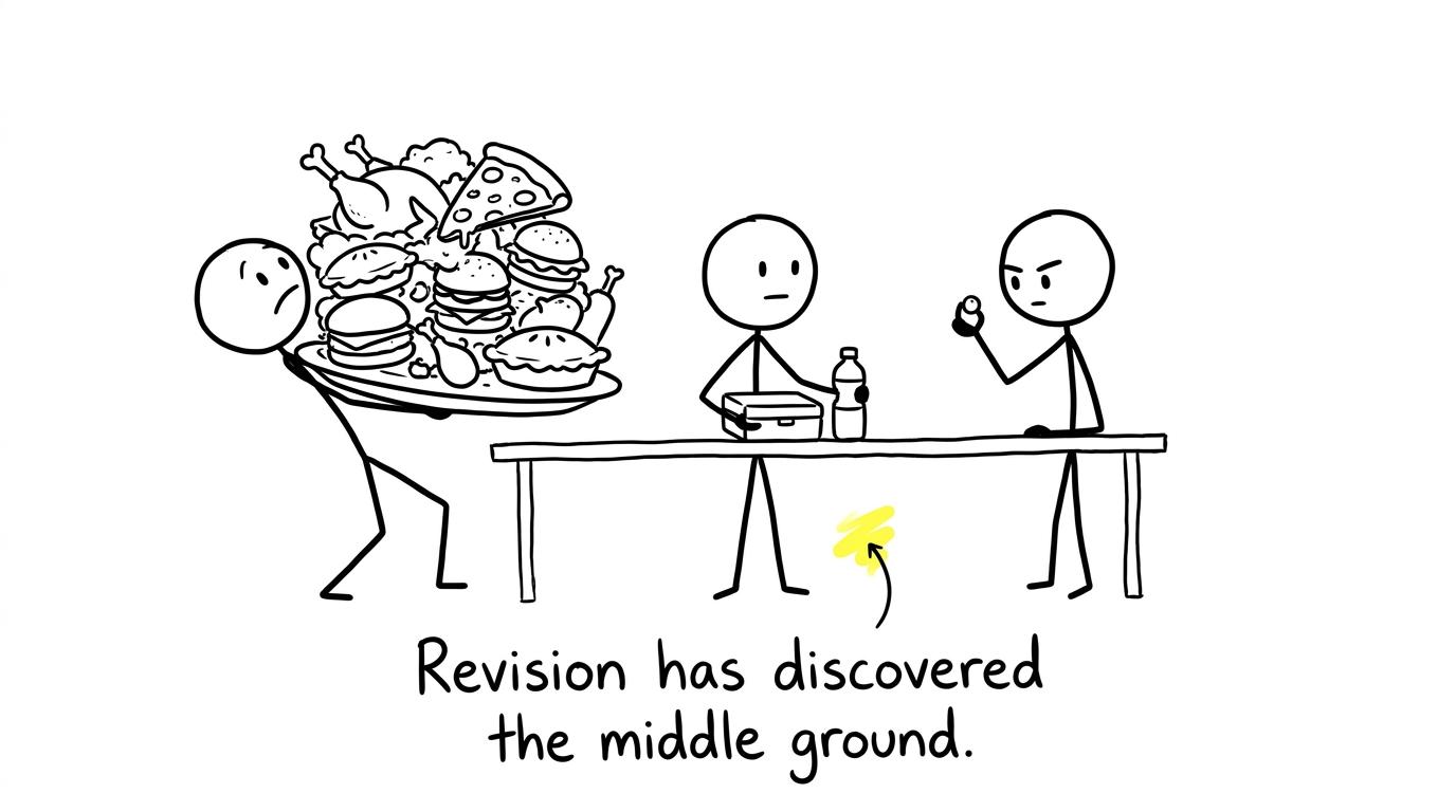 Three students discover that an ordinary lunch is less dramatic but more useful