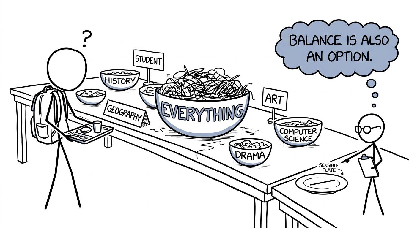 A student discovers that balance is also available at the GCSE options buffet