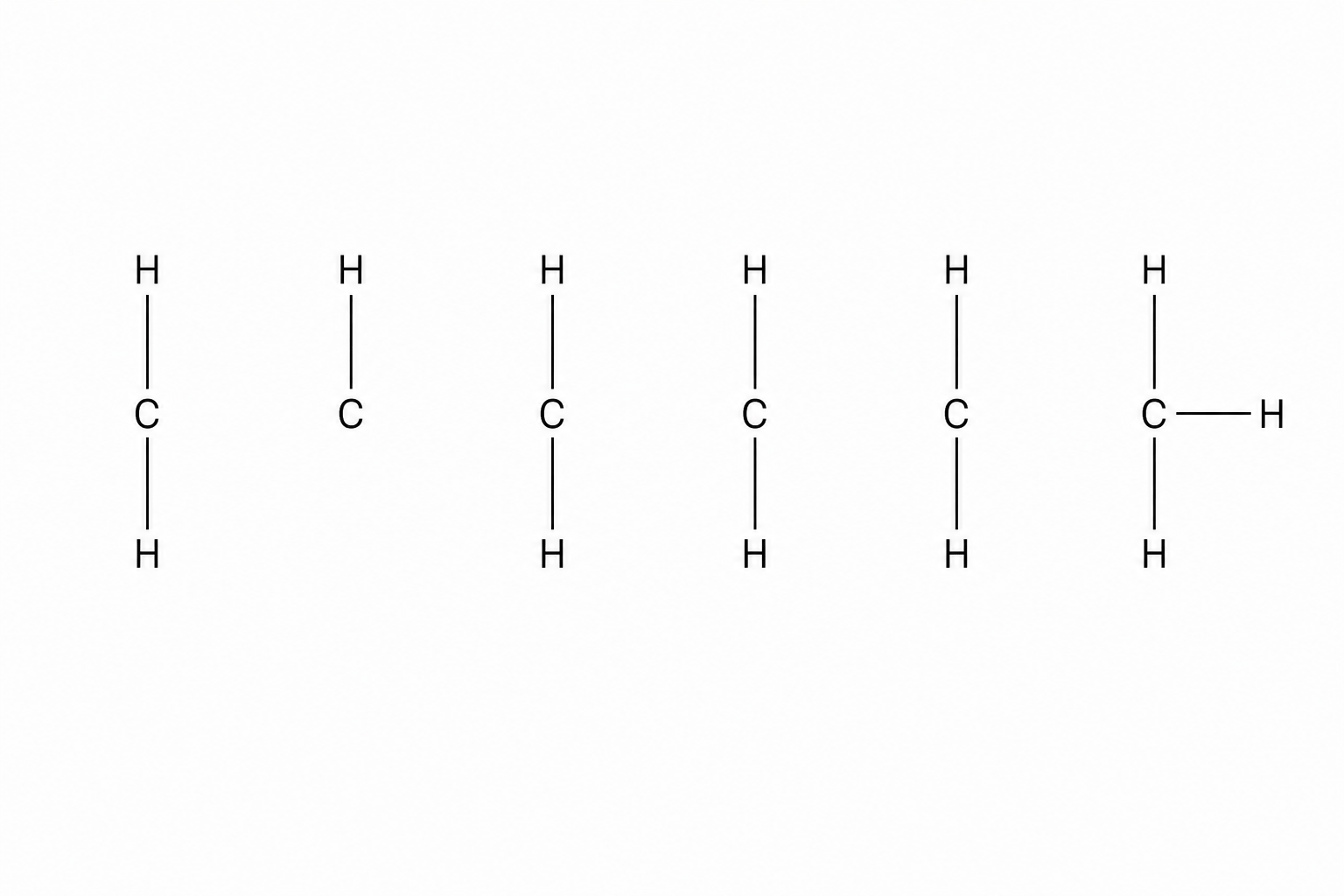 Uncompleted structural formula of hexene