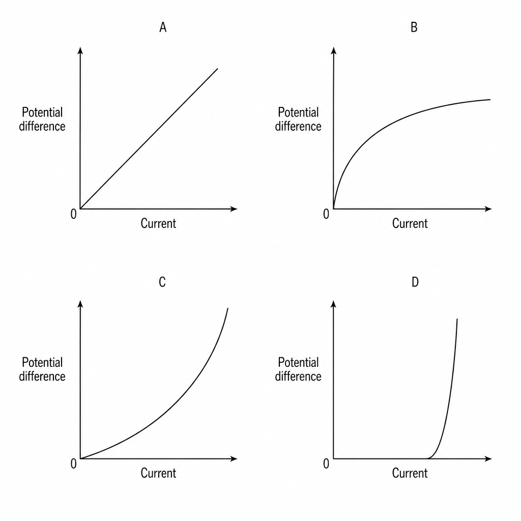 Filament lamp V-I characteristic graphs