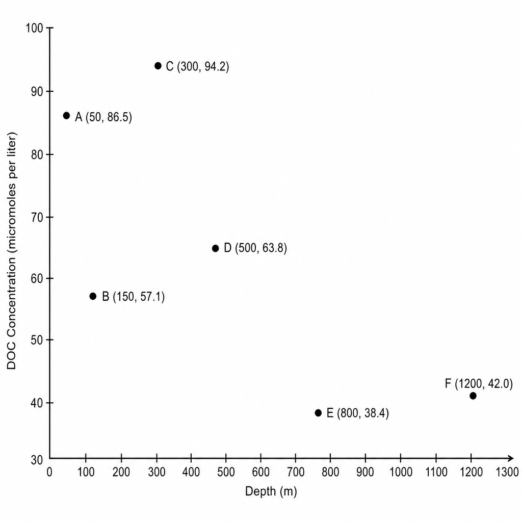 Scatter plot of Depth vs DOC Concentration