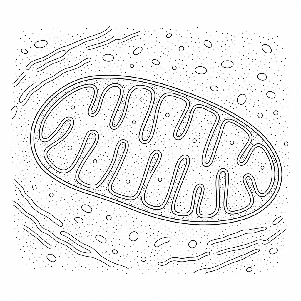 A transmission electron micrograph of a mitochondrion.