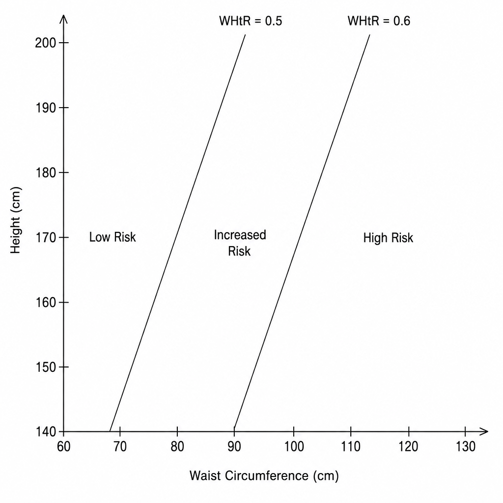 Waist-to-Height Ratio (WHtR) classification chart