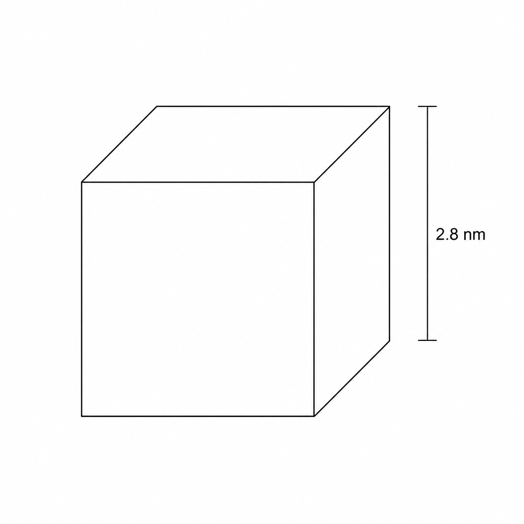Cubical platinum nanoparticle with a height of 2.8 nm