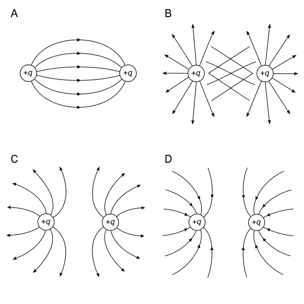 Electric field lines around two identical positive point charges