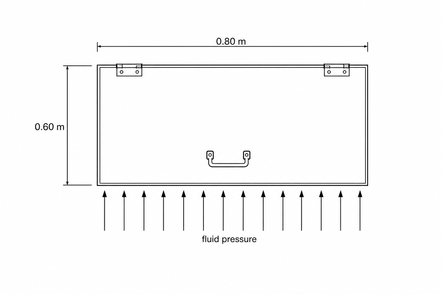 Rectangular escape hatch with dimensions of 0.60 m and 0.80 m