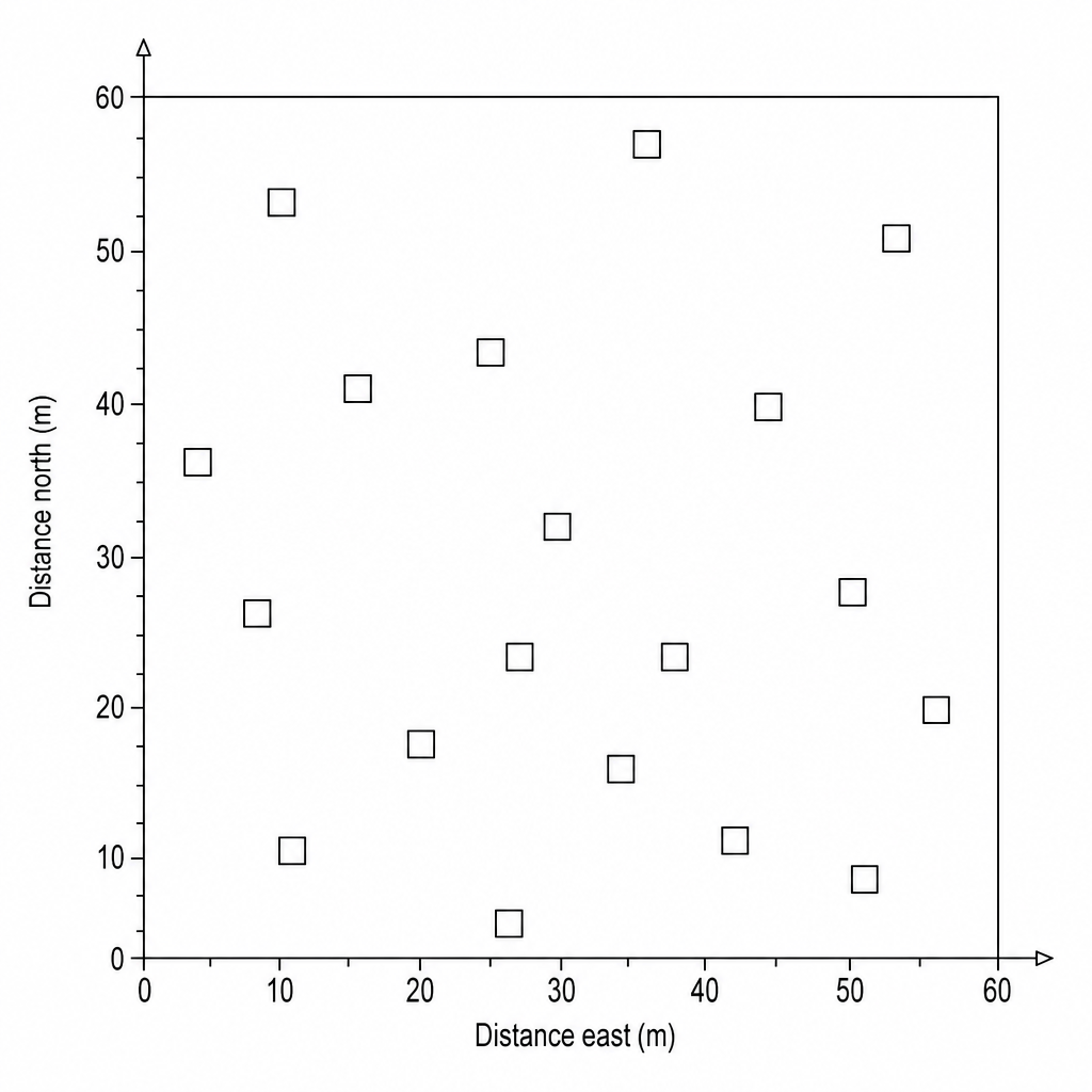 Grid layout of the sampling area