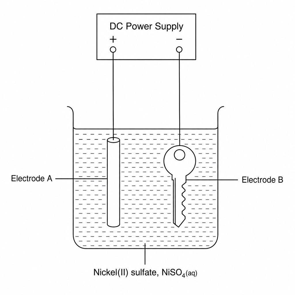 Diagram of nickel electroplating setup