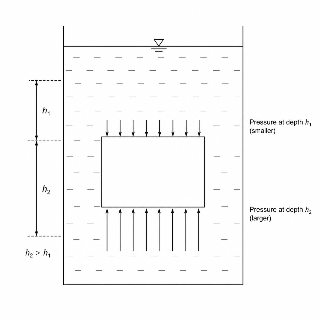Submerged block in fluid