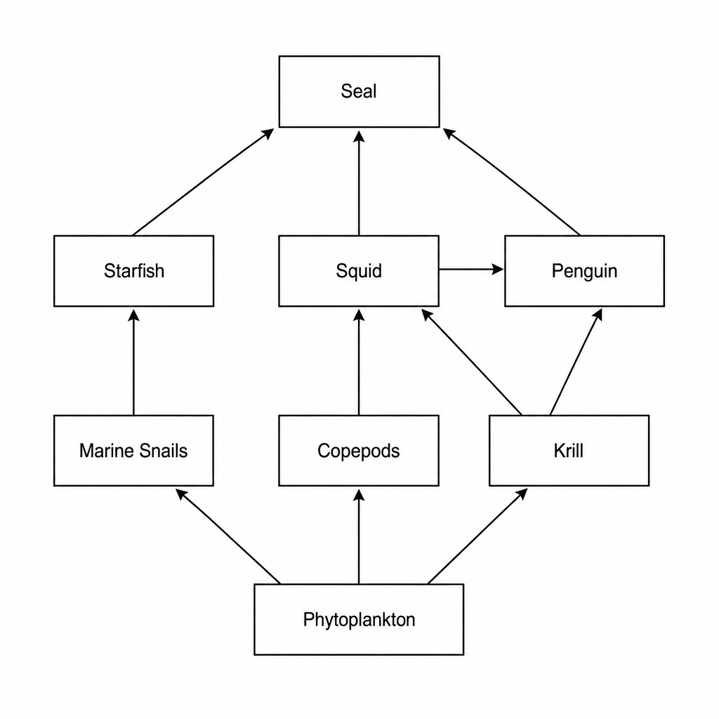 Antarctic marine ecosystem food web