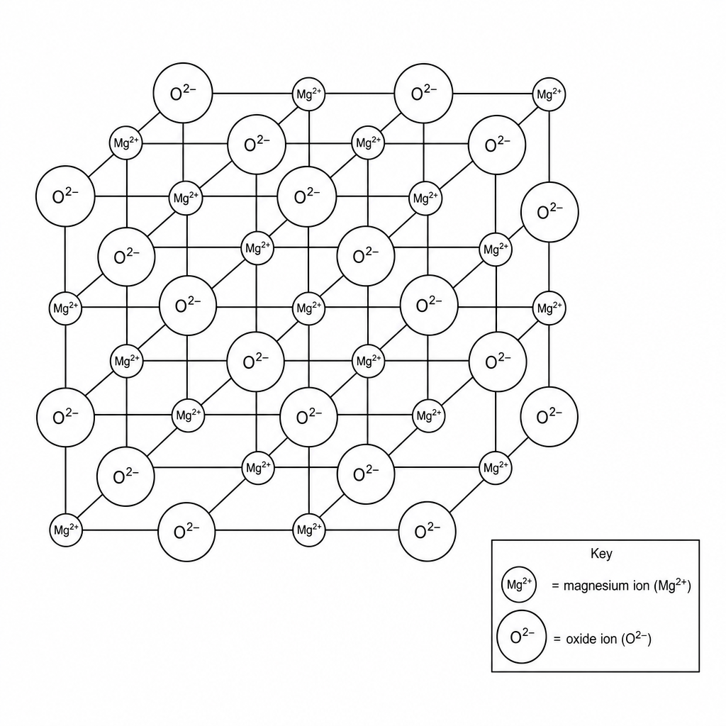 Figure 1: Giant ionic lattice structure of magnesium oxide