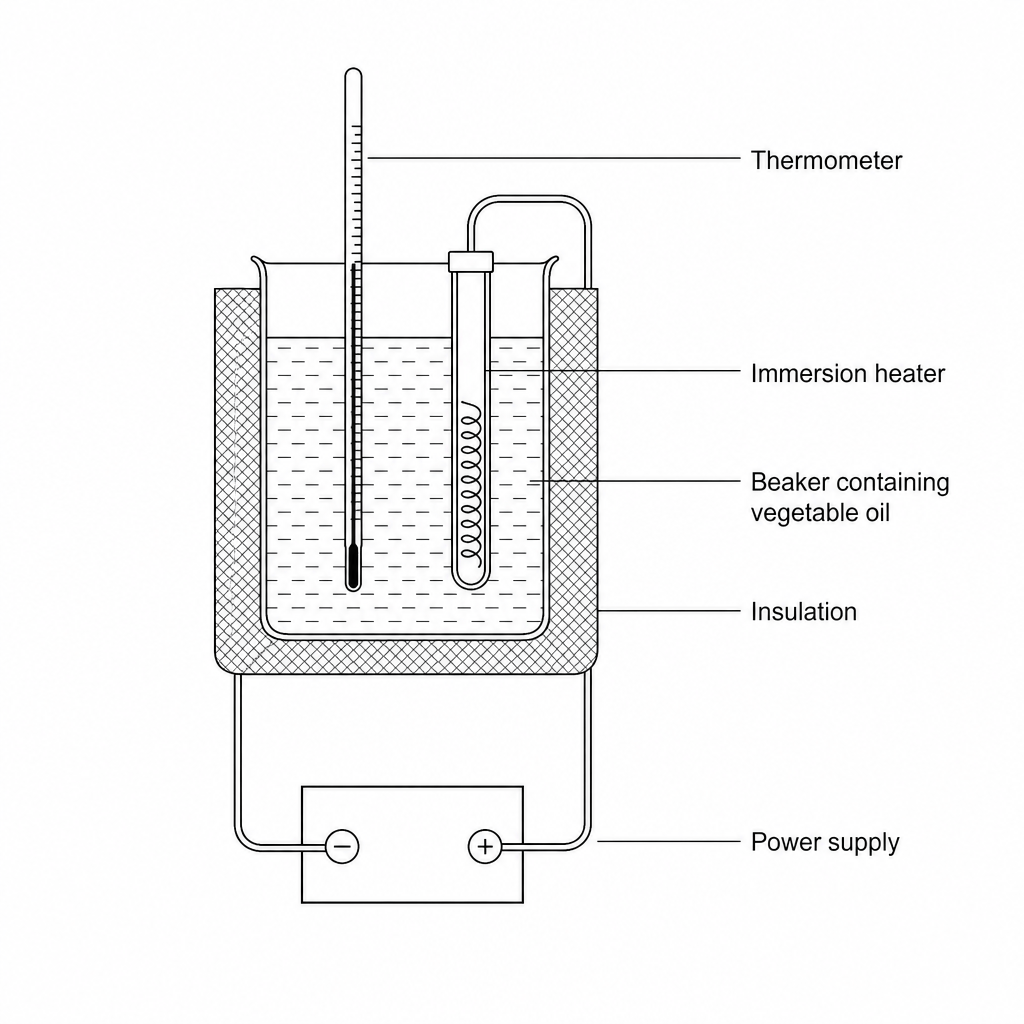 Experimental setup for heating vegetable oil
