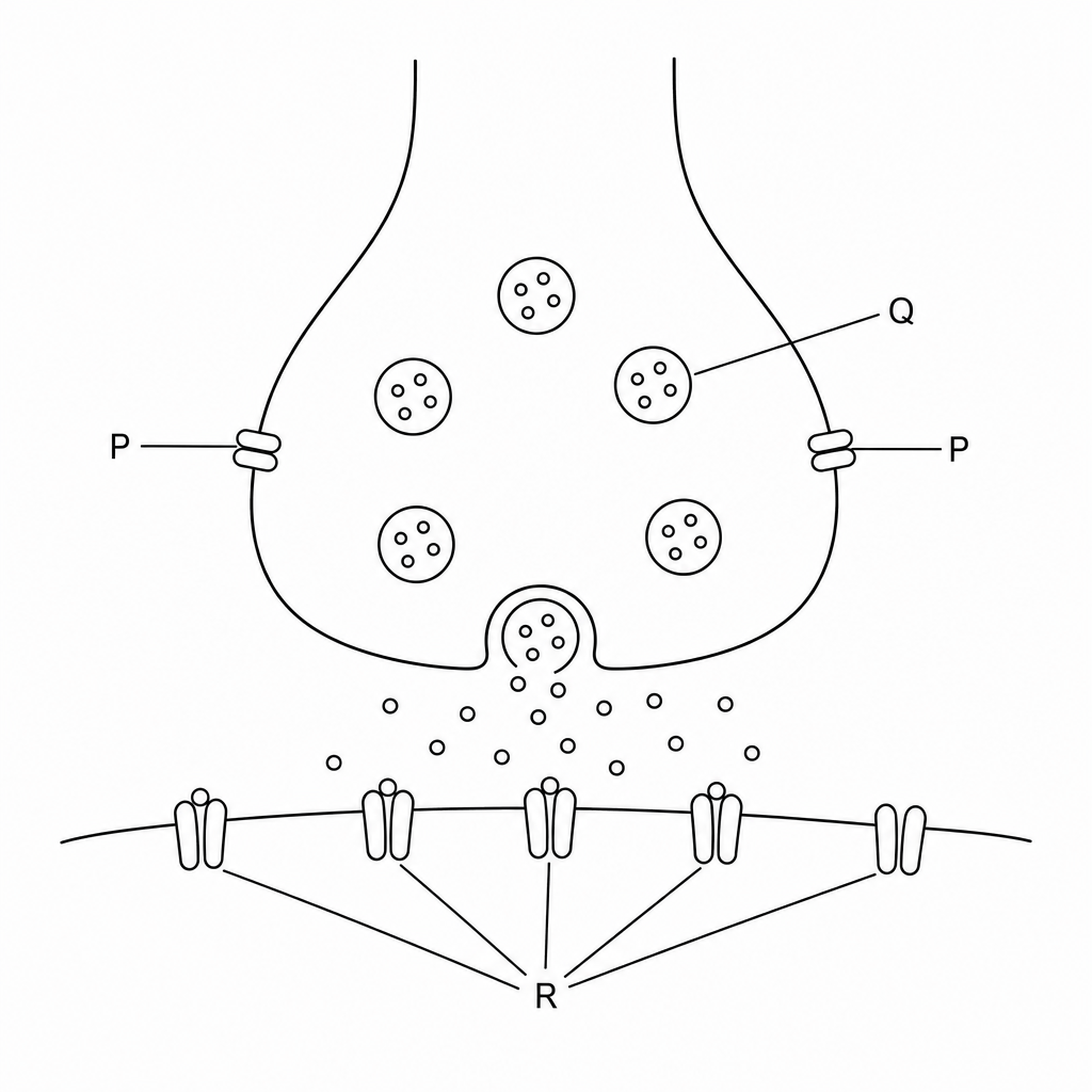 A diagram of a chemical synapse.
