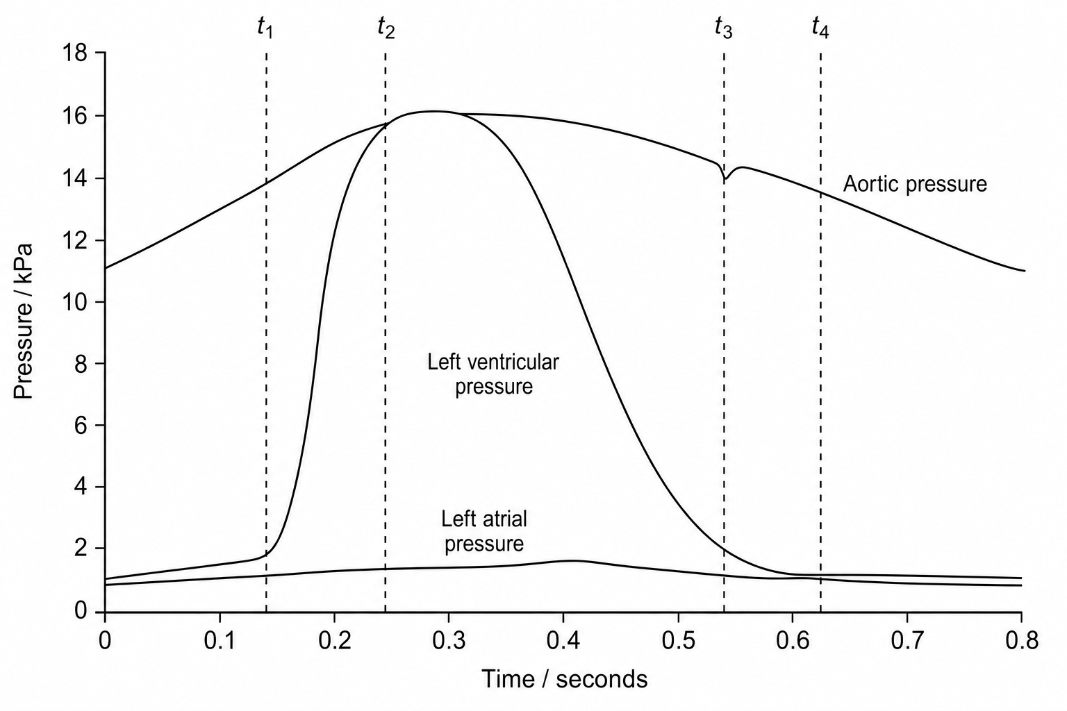 Pressure changes in the left side of the heart