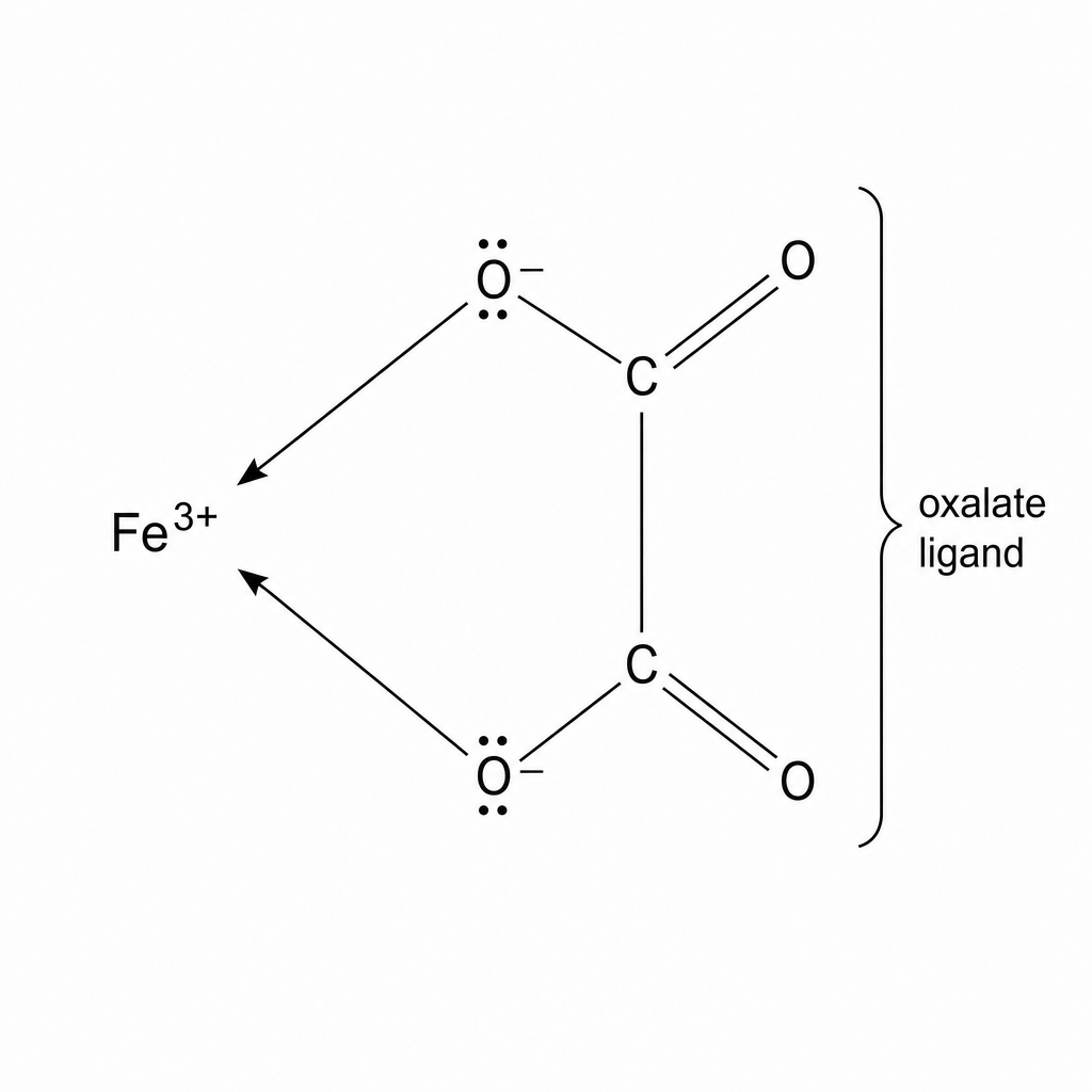 Bidentate coordination of oxalate to iron