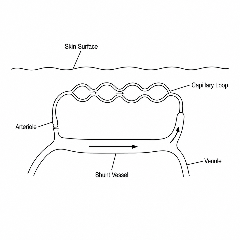 Thermoregulation in skin blood vessels