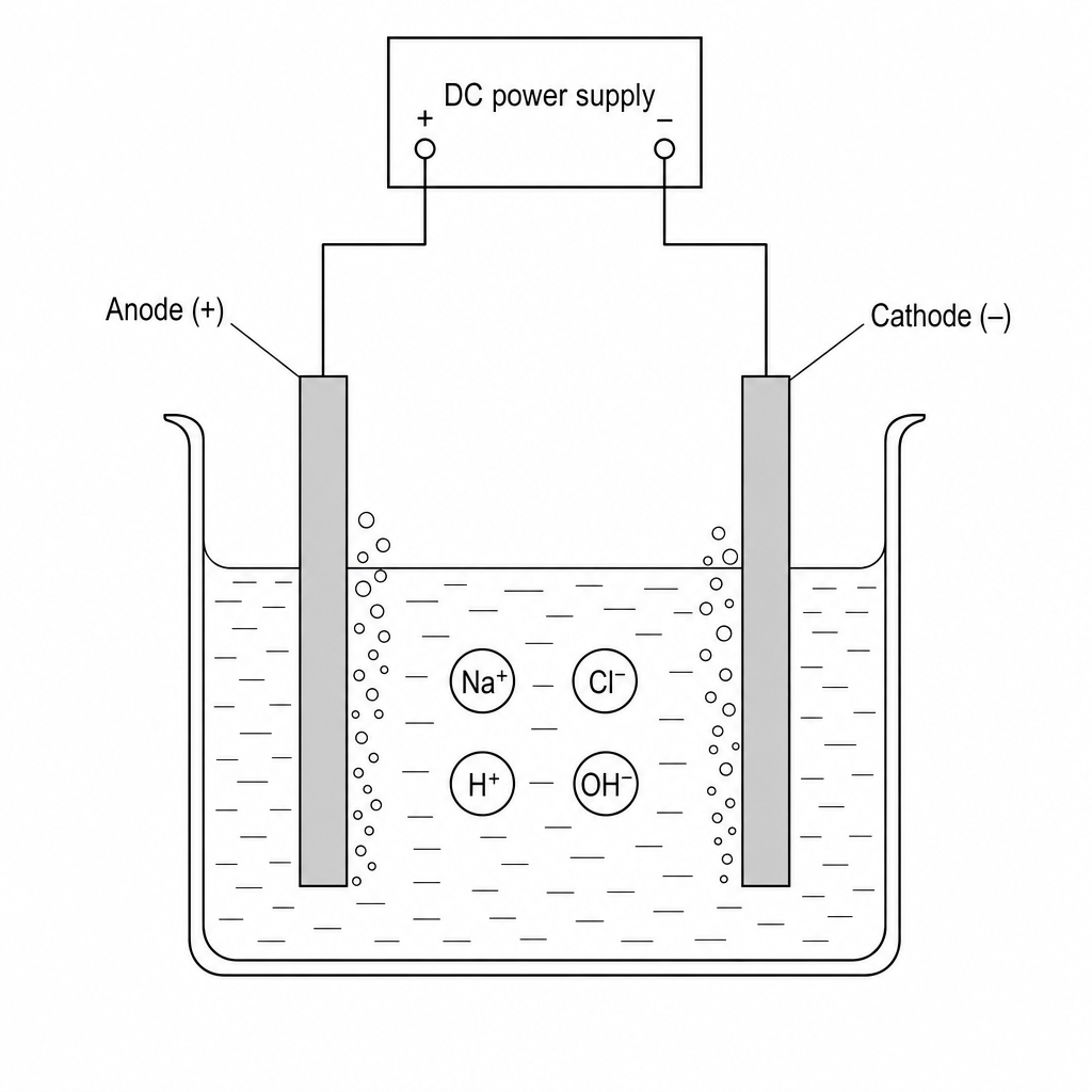 Electrolysis of aqueous sodium chloride