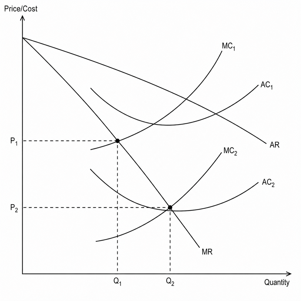 Monopolistic competition cost reduction diagram
