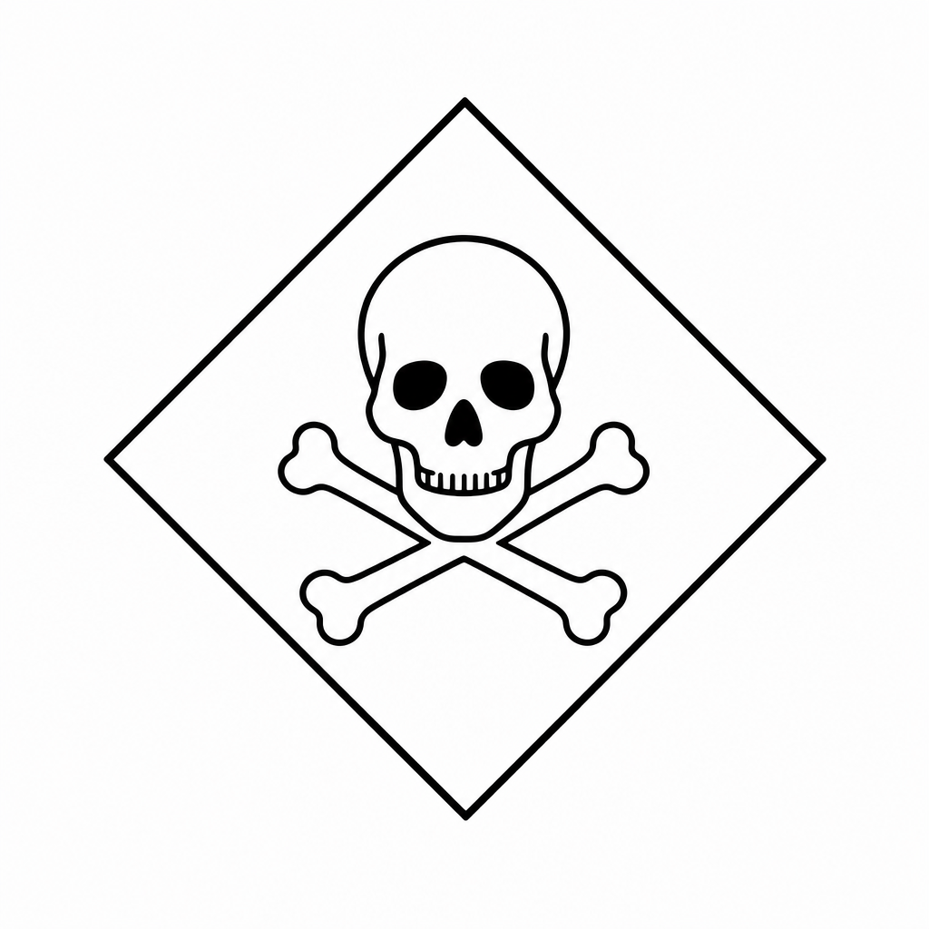A GHS hazard warning label displaying a skull and crossbones symbol inside a diamond shape.
