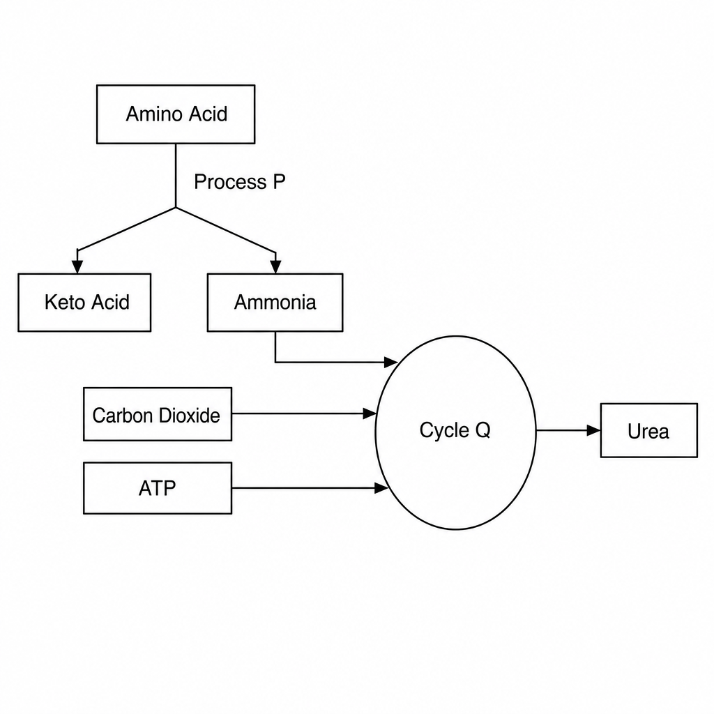 Metabolic pathway of nitrogenous waste in human hepatocytes