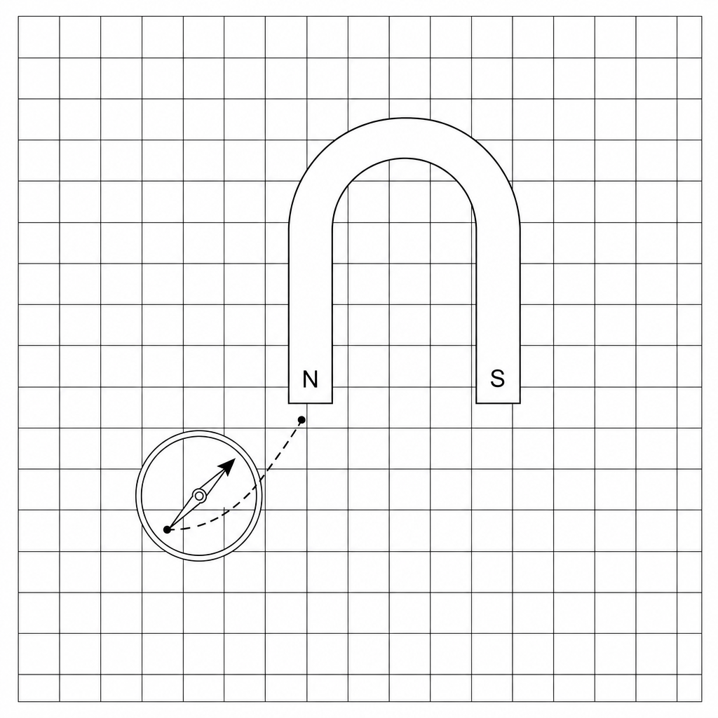 U-shaped magnetic latch on grid paper