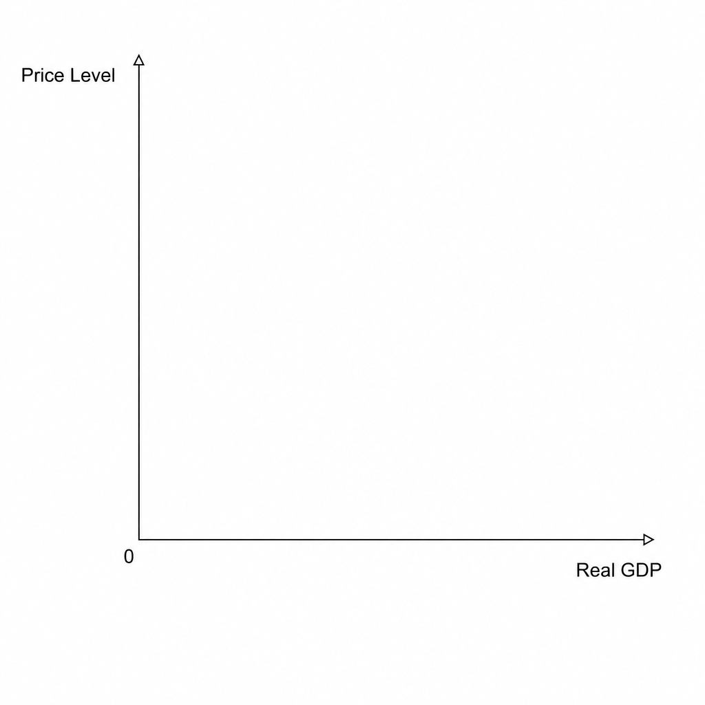 A blank coordinate system with 'Price Level' on the vertical axis and 'Real GDP' on the horizontal axis.