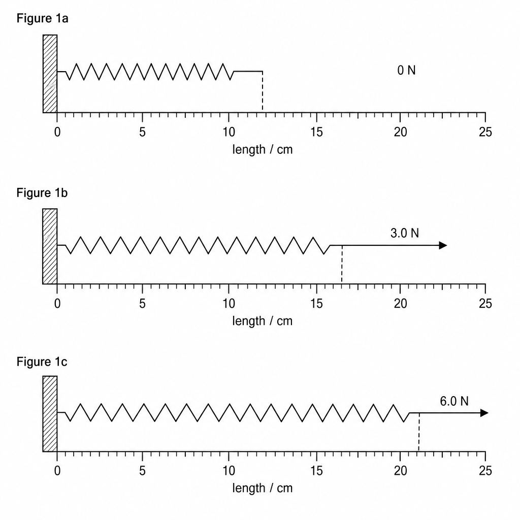 Figure 1: Horizontal spring in different tension states