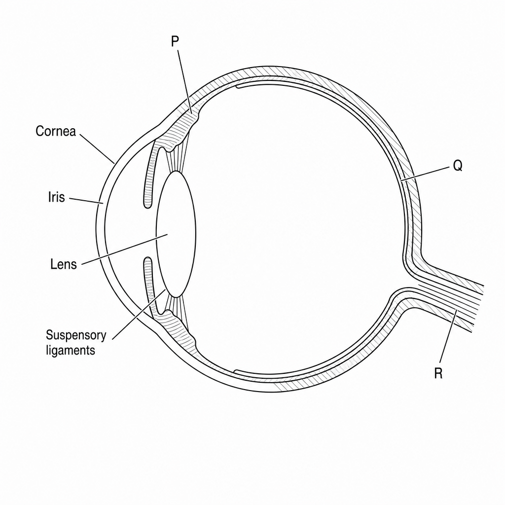 Cross-section diagram of the human eye showing various parts