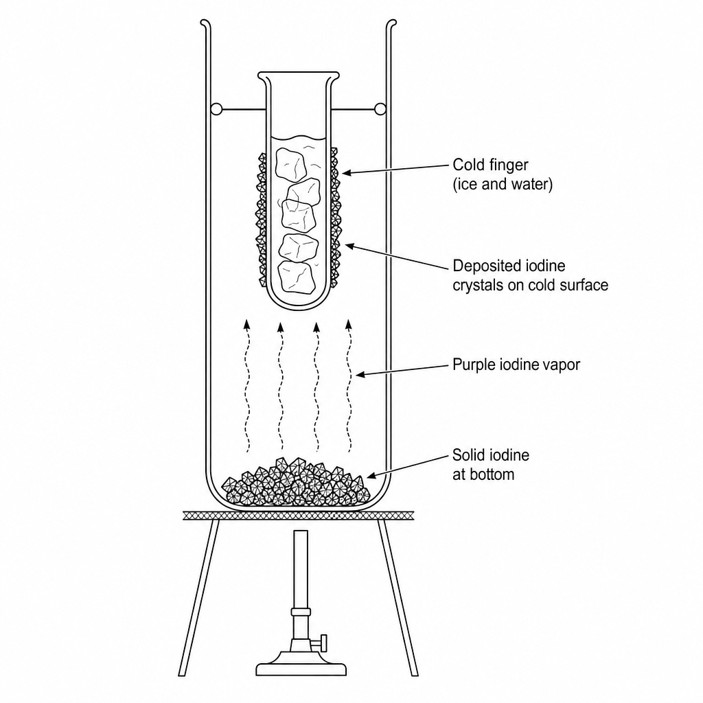 Sublimation and deposition of iodine