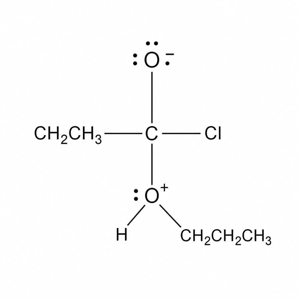A tetrahedral intermediate formed during a nucleophilic addition-elimination reaction.
