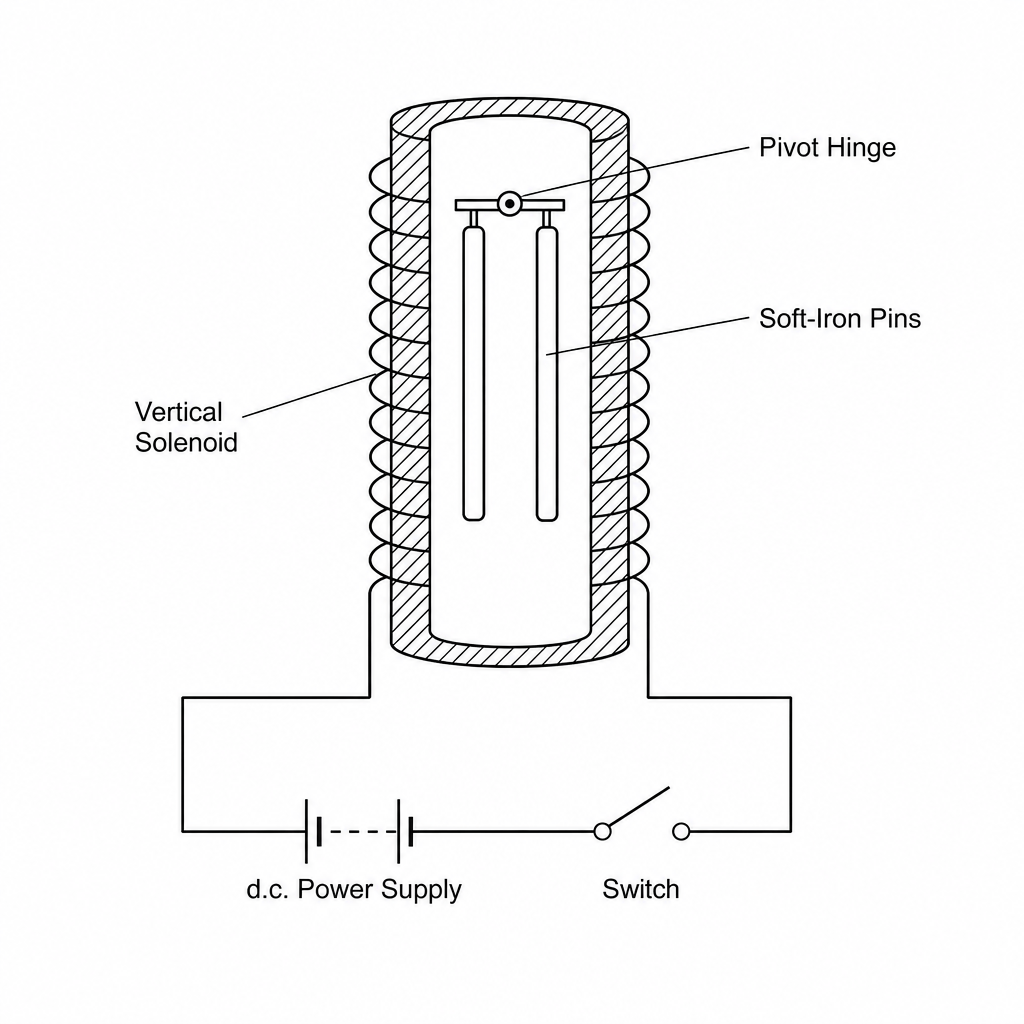 Vertical magnetic pin suspension apparatus inside a solenoid core