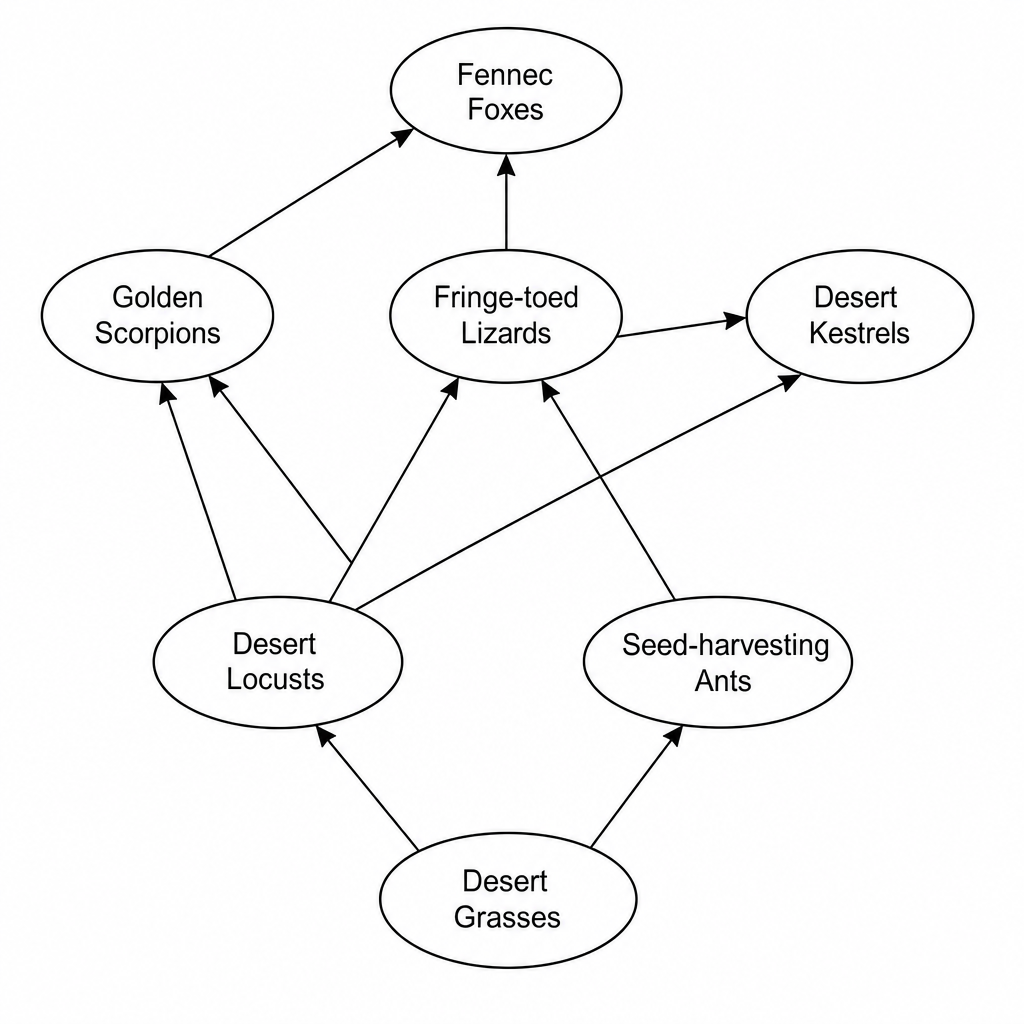 A food web diagram.