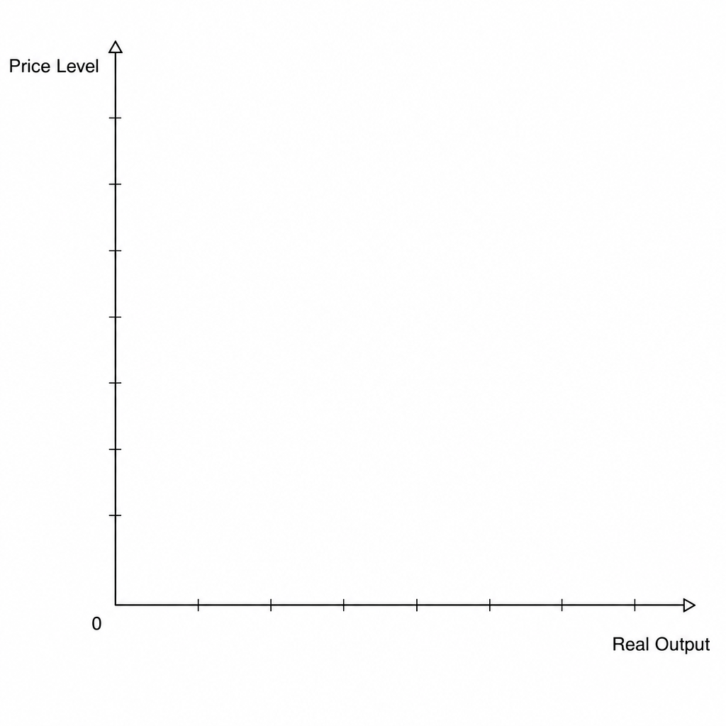 Blank macroeconomic diagram template with axes for Price Level and Real Output