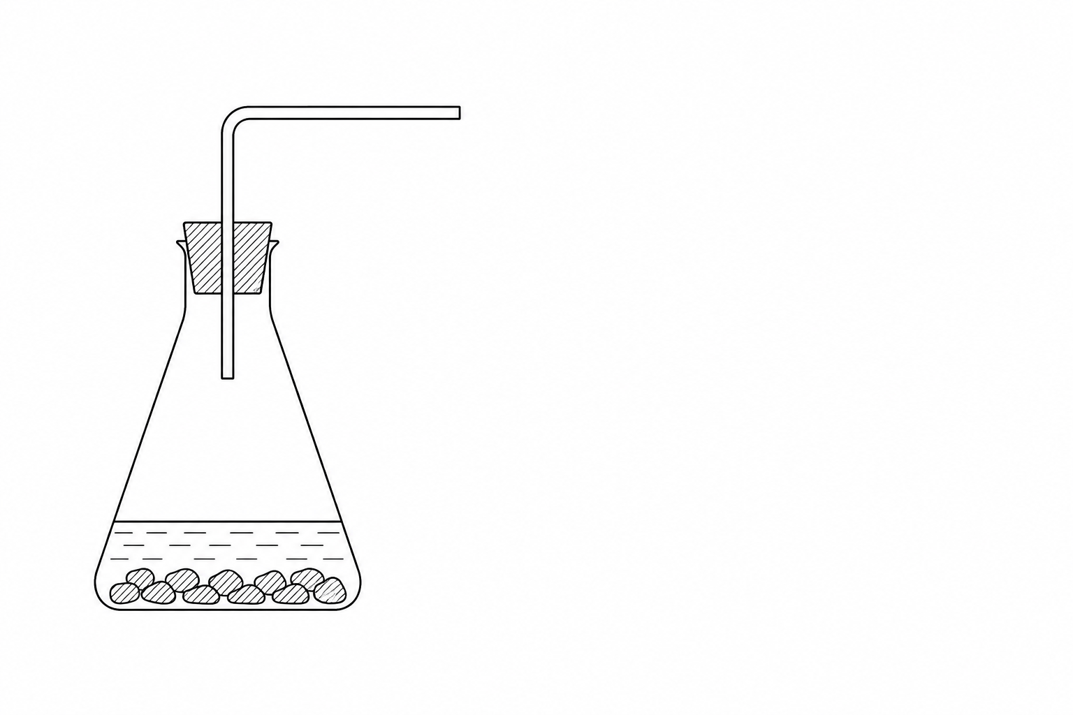 Figure 1: Incomplete apparatus diagram showing a conical flask containing dilute acid and marble chips with a delivery tube.