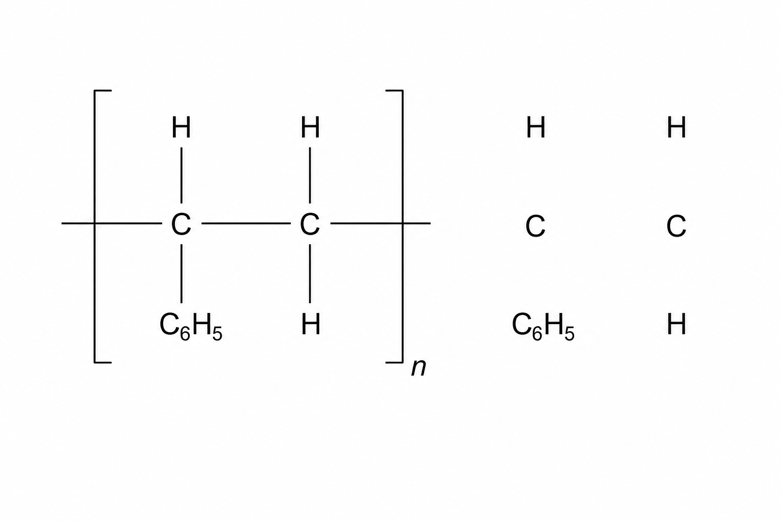 Poly(phenylethene) polymer and incomplete monomer