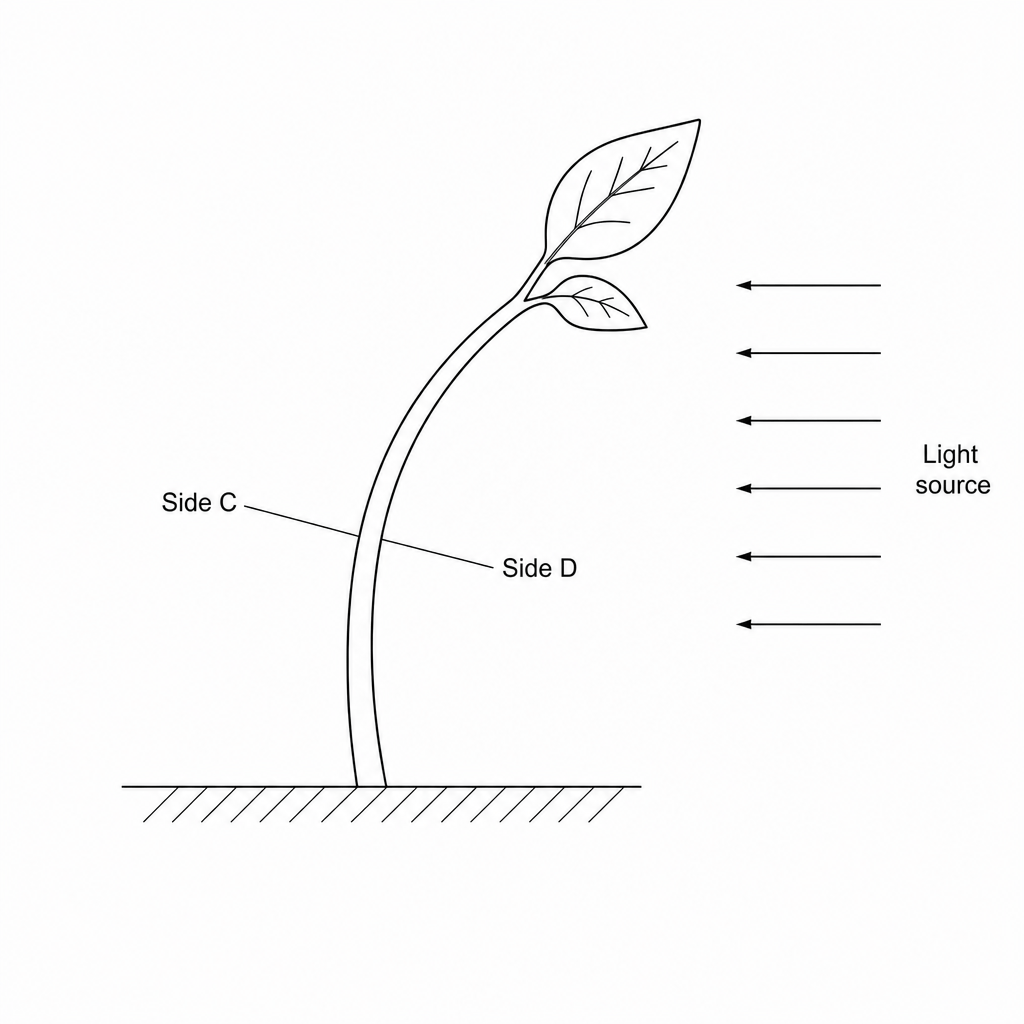 Figure 2: Seedling shoot bending towards light