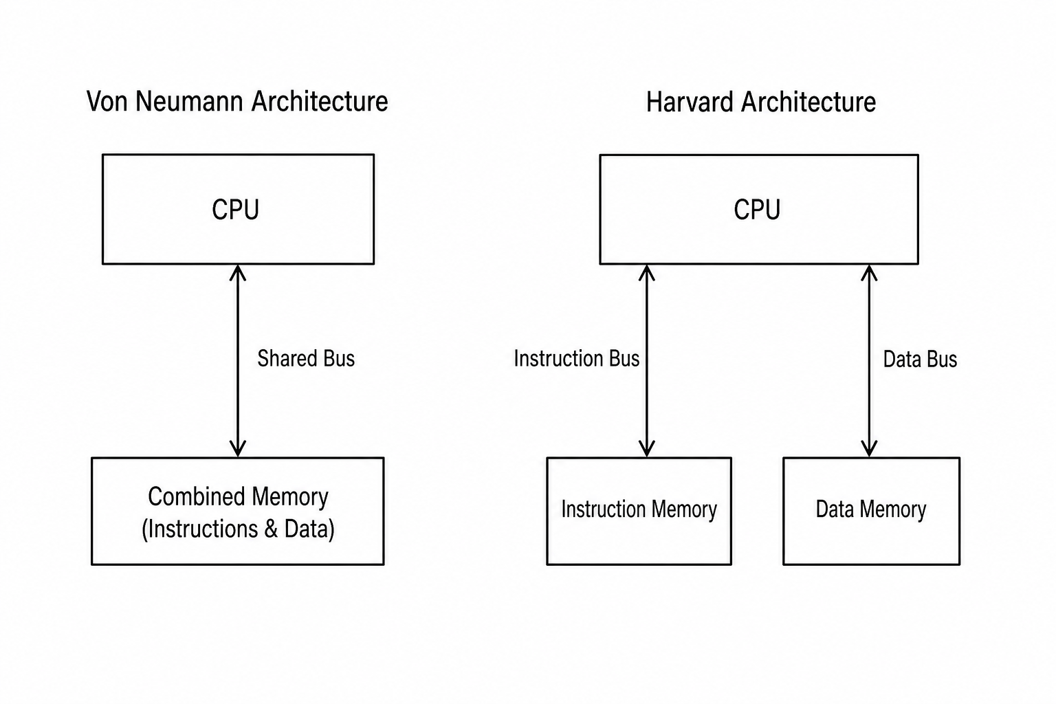 Comparison of Von Neumann and Harvard architectures
