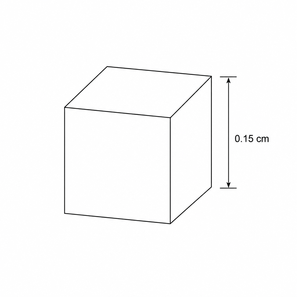 A small cube of magnesium with a side length of 0.15 cm