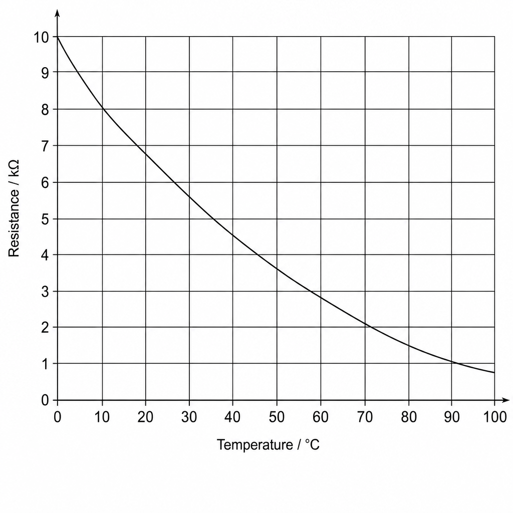 Graph of thermistor resistance vs temperature