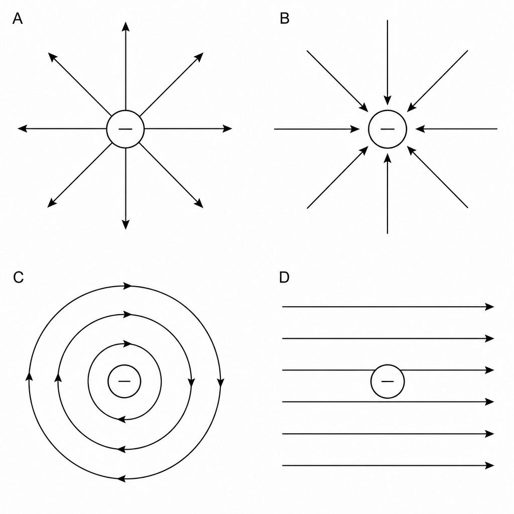 Electric field diagrams around a negative point charge