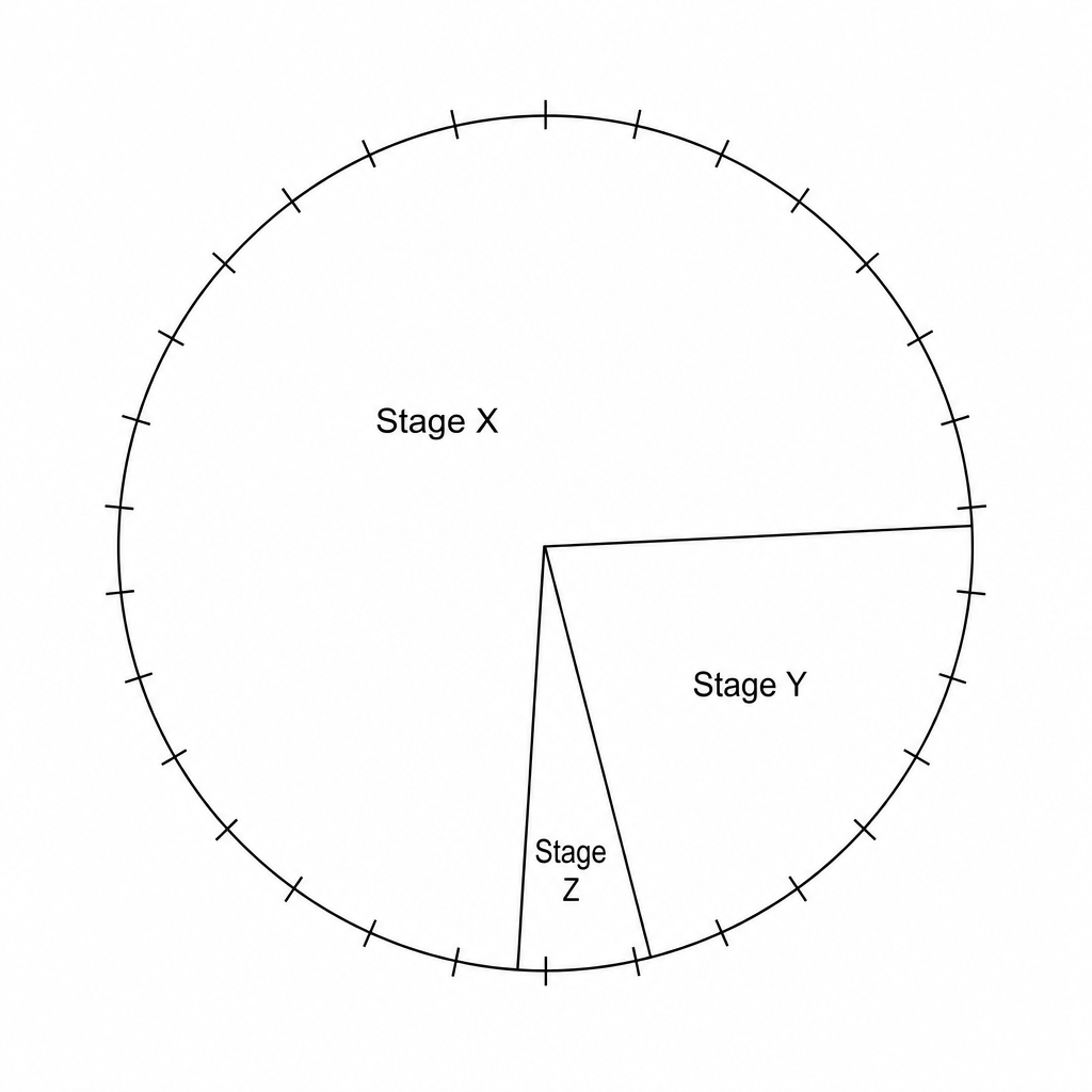 Figure 1: Cell cycle stages represented on a circular chart with 25 equal segments.